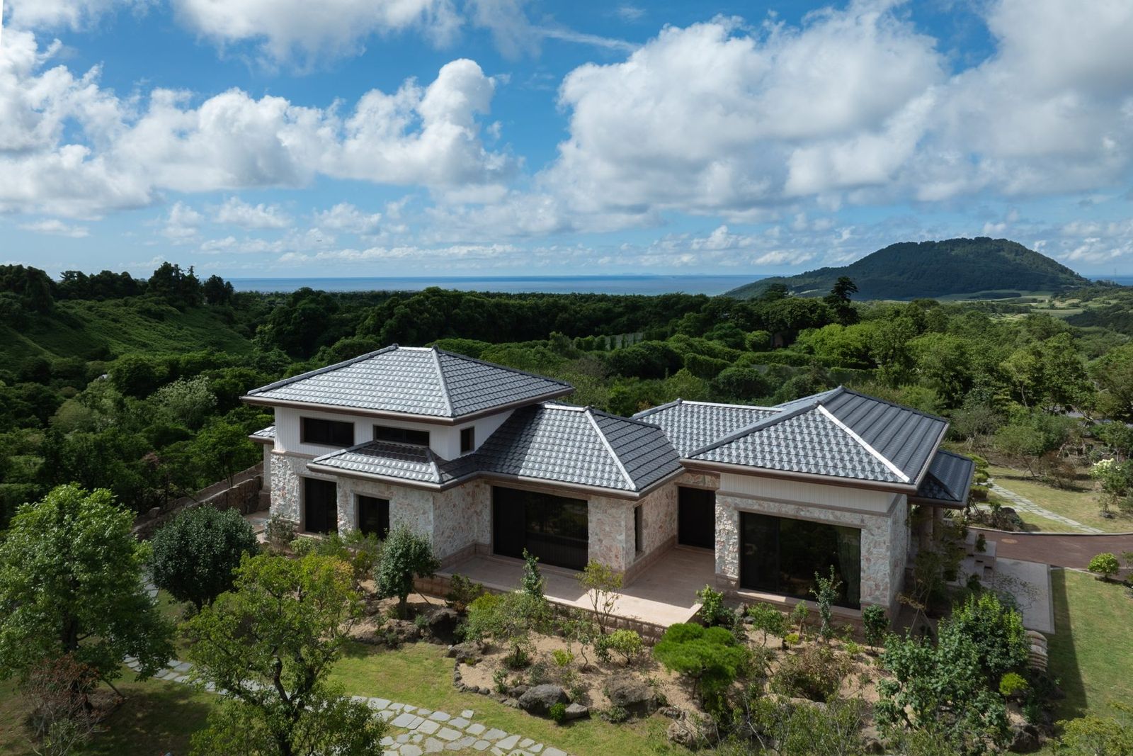 Jeju luxury home aerial view